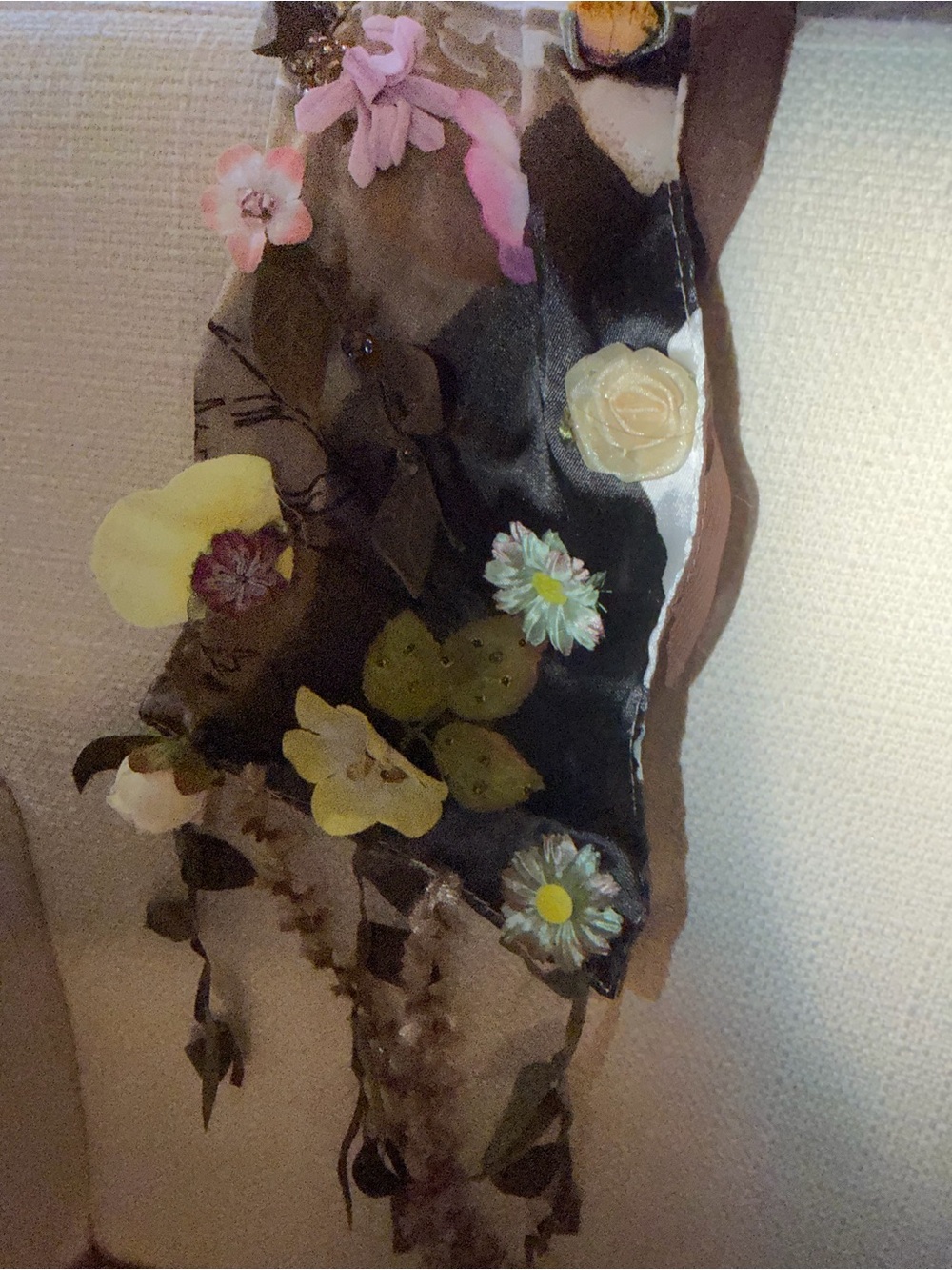 Mary Frances Floral 100% Silk Scarf in Brown, Black and Pink - Picture 6 of 6